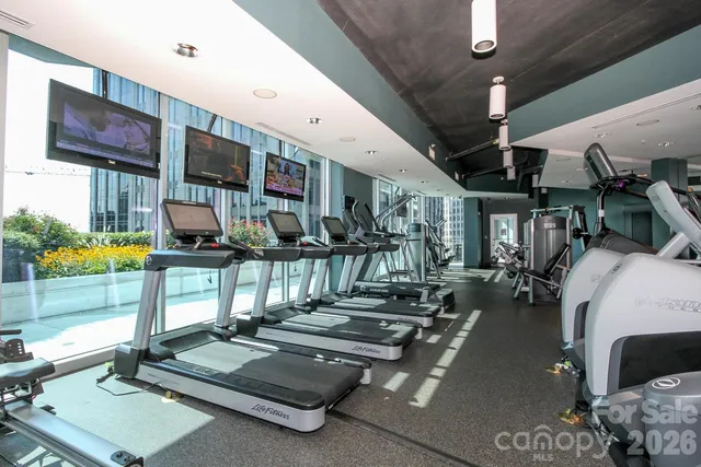 a view of a room with gym equipment