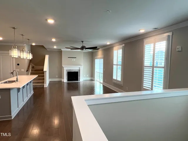 a view of a balcony from door