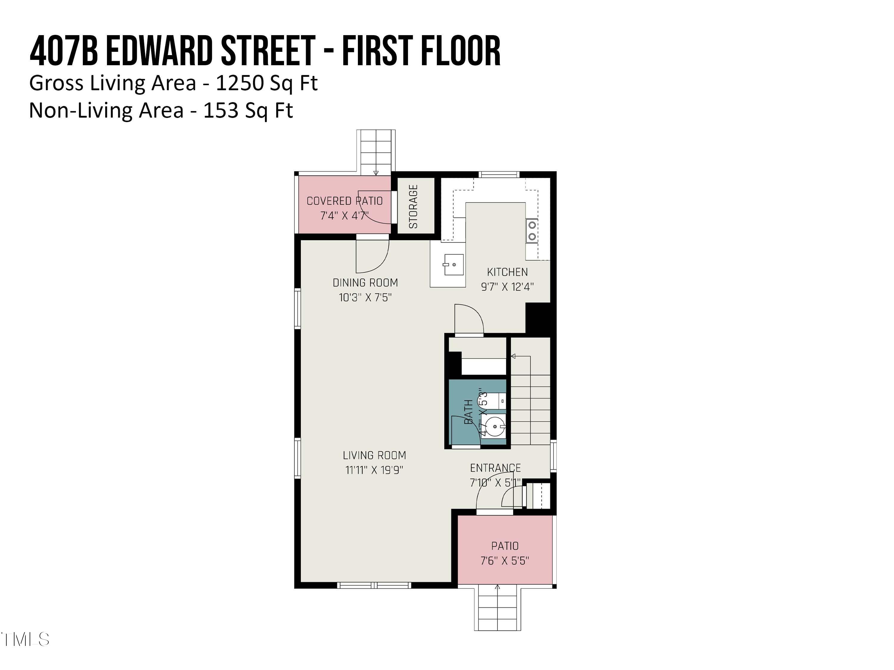 407 B Edward Street Durham, NC 27701 - Photo 38 of 39 a picture of a floor plan