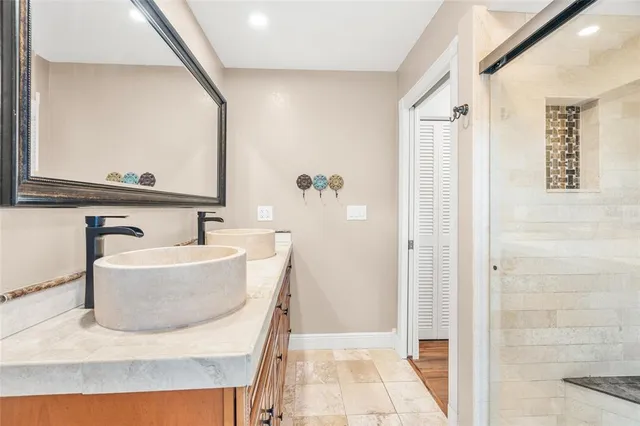 a bathroom with a shower