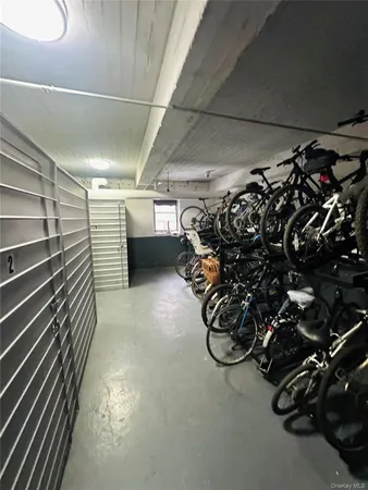 a view of a garage with wooden walls