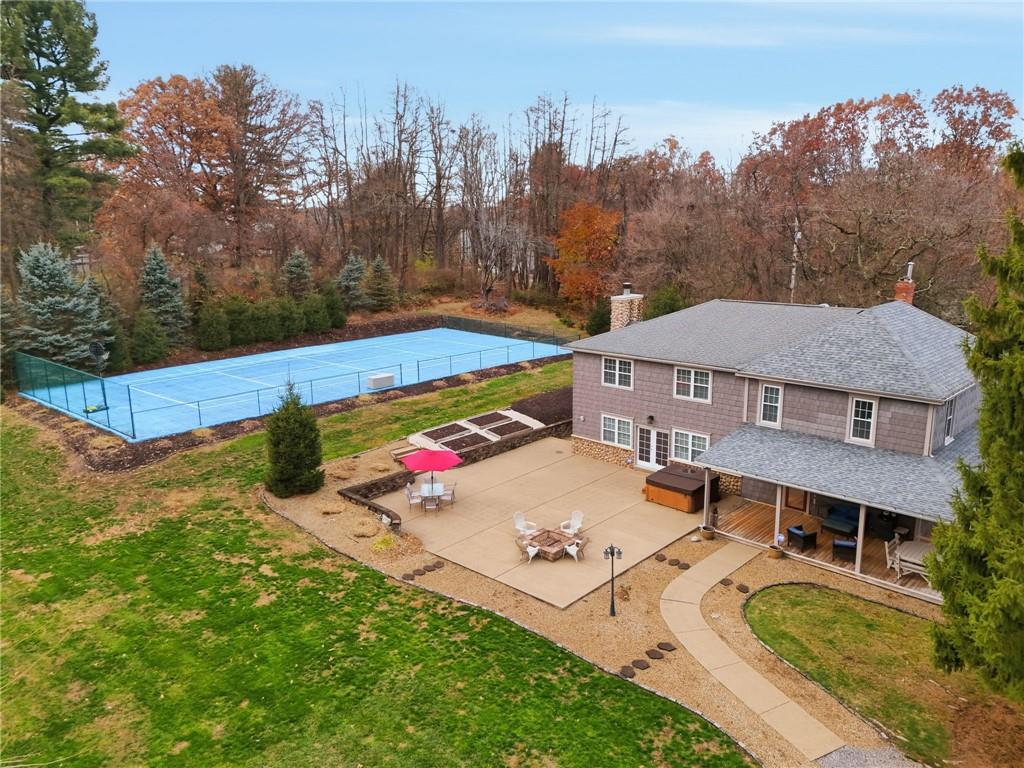 an aerial view of a house
