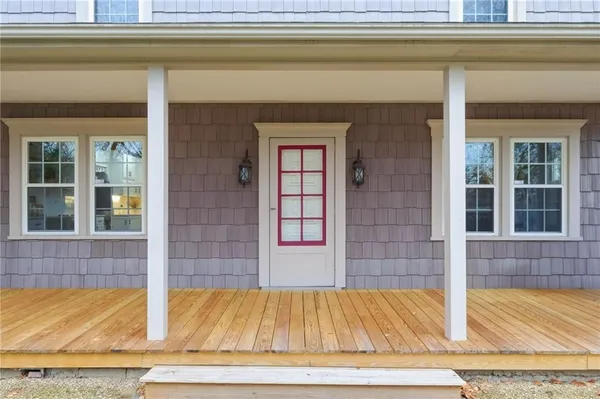 a view of wooden door