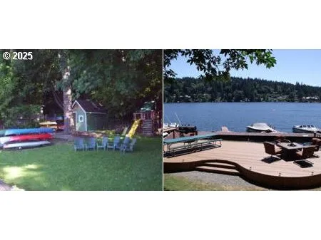 a view of a house with yard and sitting area
