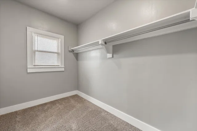 a view of a small space with a window