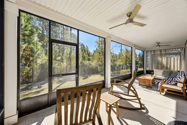 a view of a garden with a bench