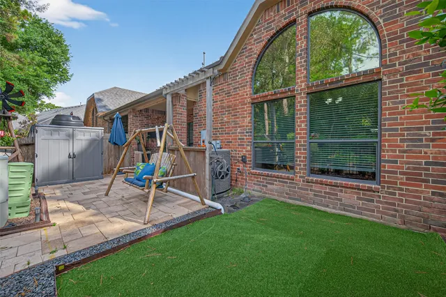 a view of a park with slide