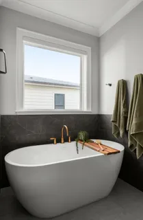 a view of a bathtub in a bathroom