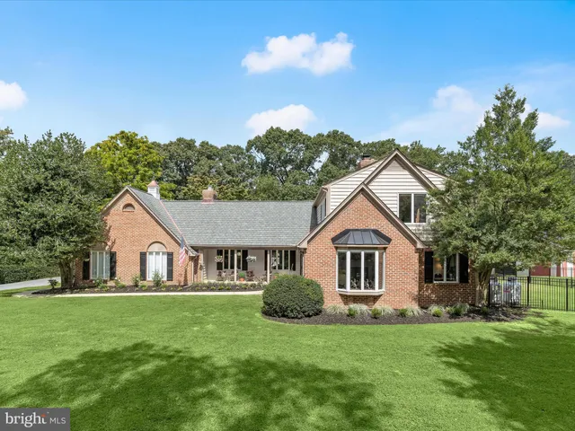 a view of a park with large trees
