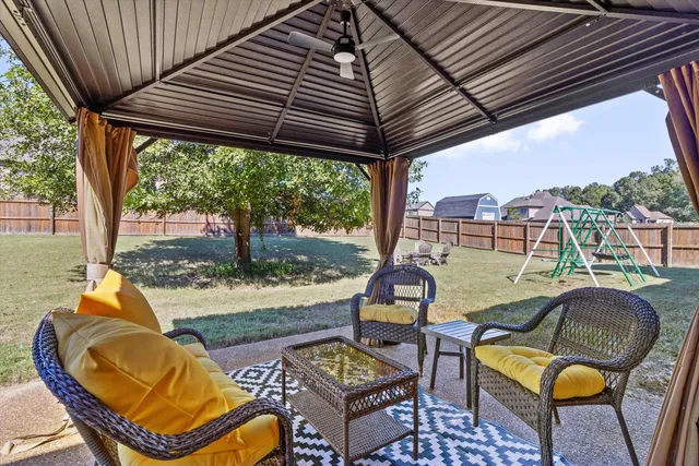 a view of an outdoor sitting area
