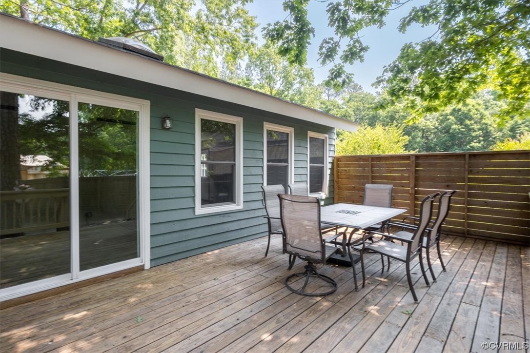 10712 Genlou Road Chesterfield, VA 23832 - Photo 16 of 43 a view of a patio with table and chairs and floor to ceiling window