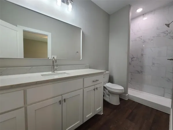 a bathroom with a toilet a sink and mirror