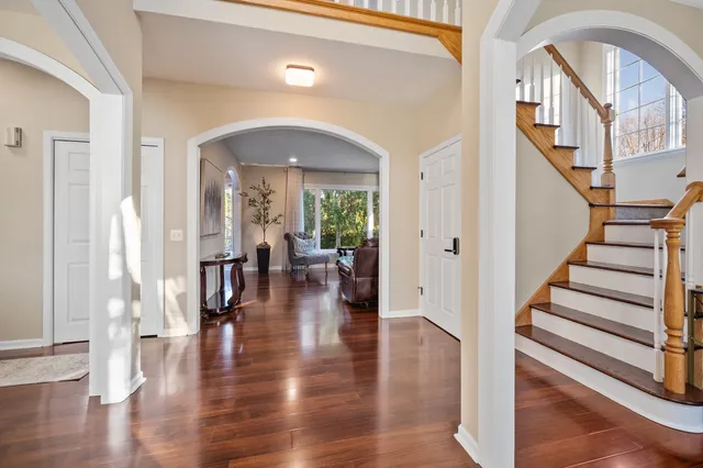 a view of a chairs and table in the patio