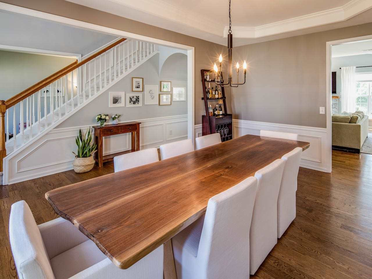 7780 Silver View Lane Raleigh, NC 27613 - Photo 9 of 30 The dining room table does not convey but the photo illustrates how easily eight people can dine in this beautiful room. Dining room