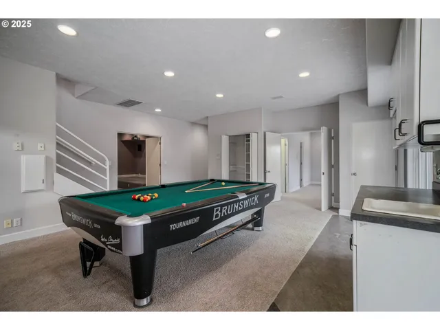 a room with pool table