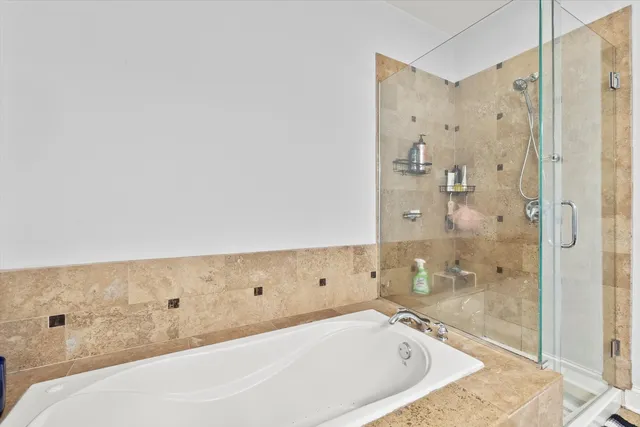 a view of a bathtub in a bathroom