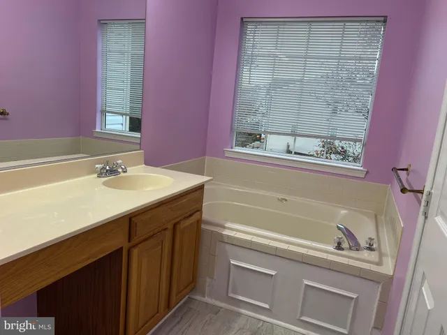 a bathroom with a tub