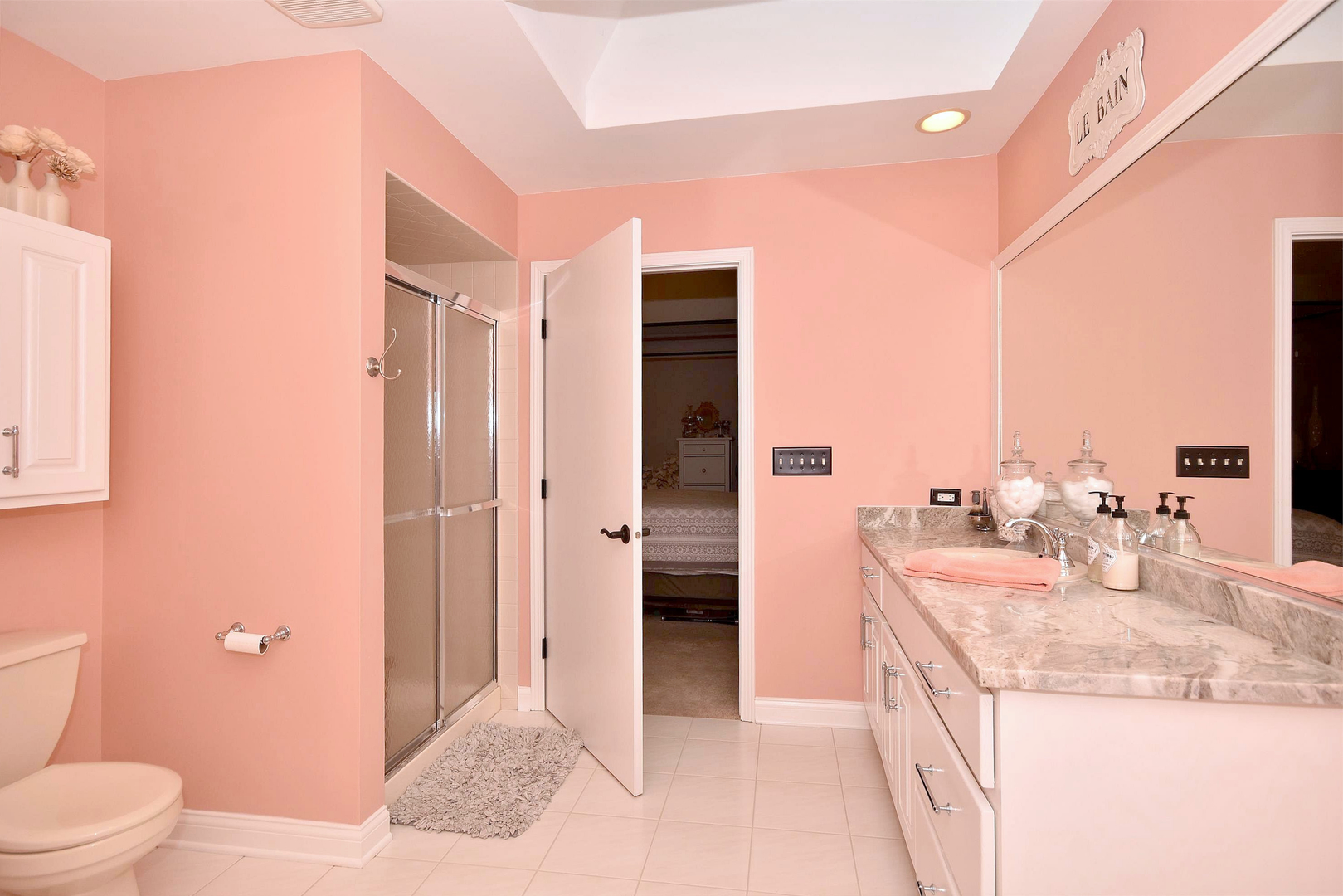 533 Lavina Drive Bolingbrook, IL 60440 - Photo 19 of 44 a spacious bathroom with a granite countertop sink a toilet and shower
