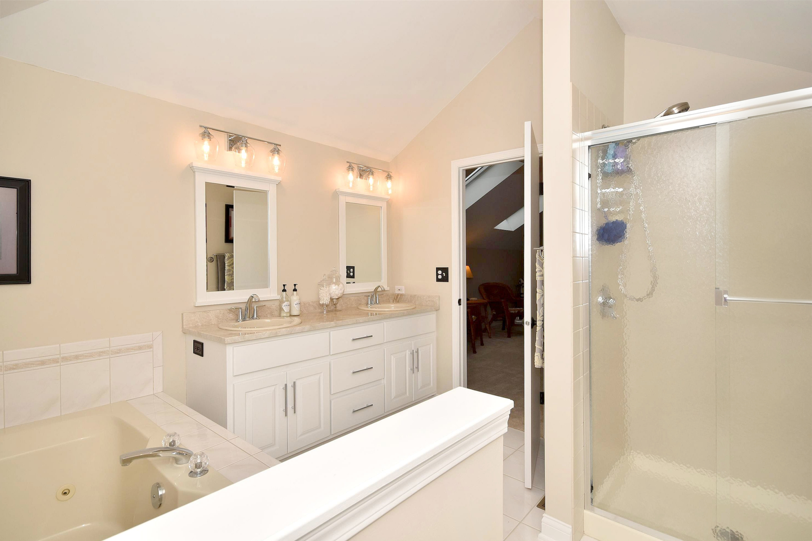 533 Lavina Drive Bolingbrook, IL 60440 - Photo 28 of 44 a bathroom with a double vanity sink mirror and shower