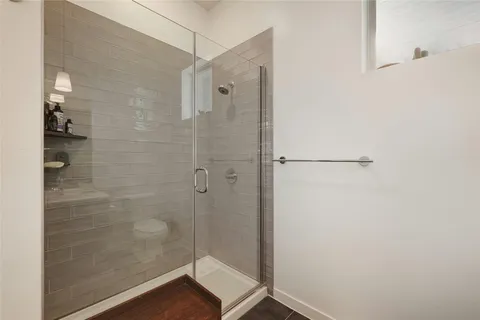 a bathroom with a shower