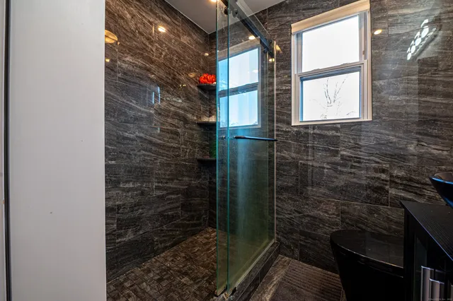 a bathroom with a shower