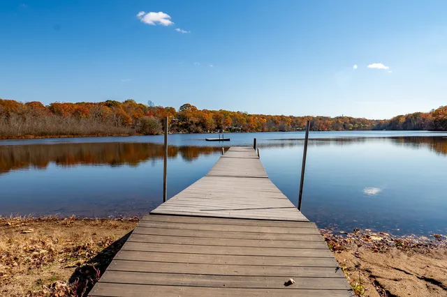 a view of a lake with a mountain view