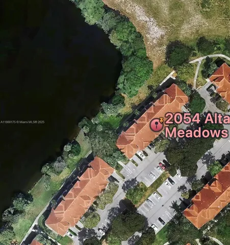 an aerial view of a house