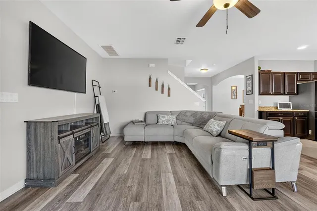 an aerial view of a swimming pool