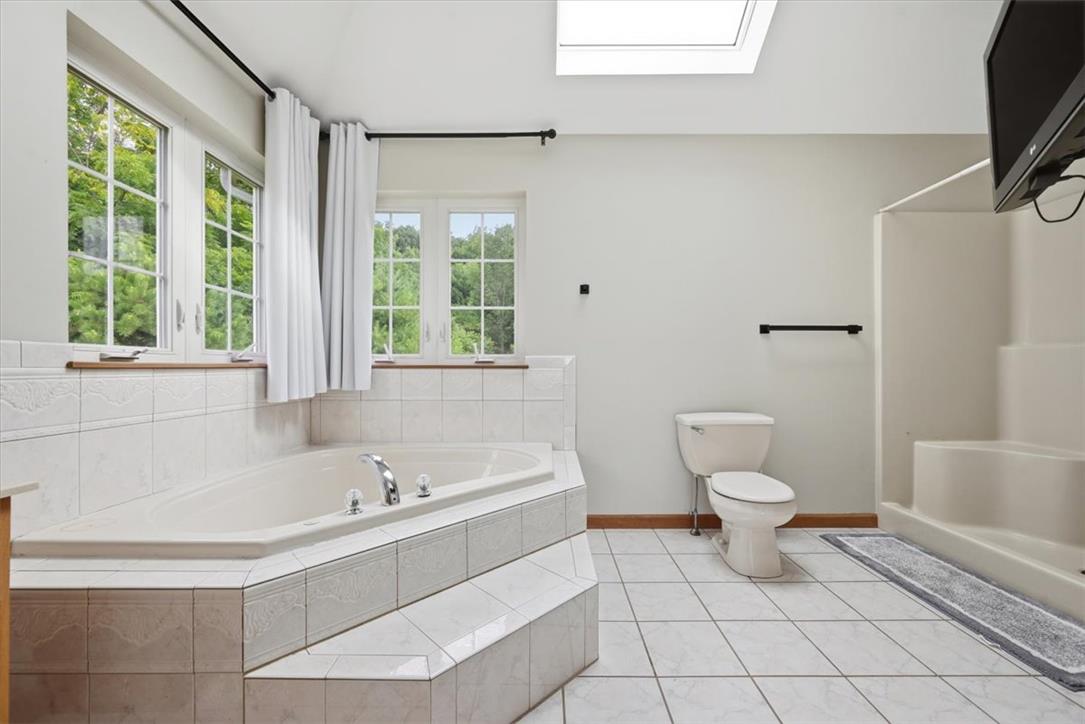 387 Blue Ridge Road Saylorsburg, PA 18353 - Photo 51 of 90 Luxurious jetted tub and bright skylight elevate this tranquil bathroom retreat.