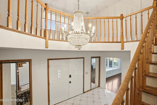 a view of a living room with a large window
