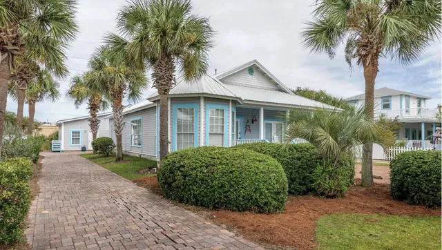 a view of a balcony with wooden floor