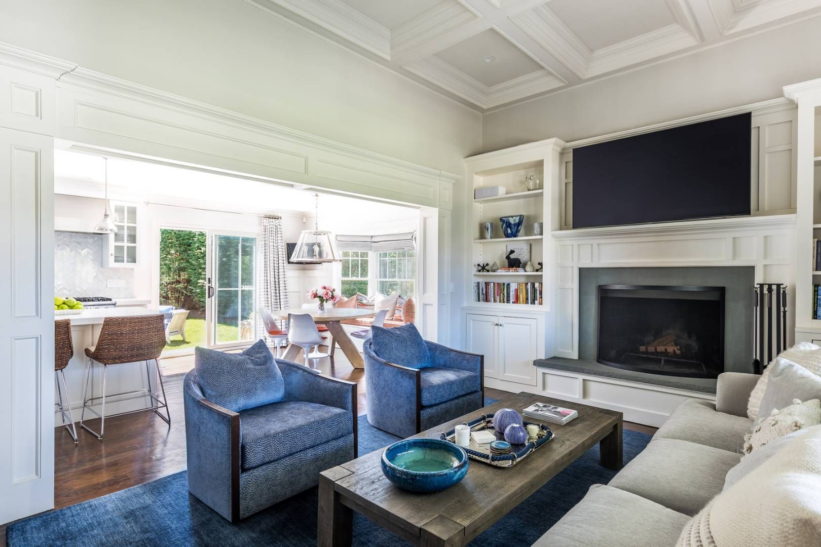 34 Sherrill Road East Hampton, NY 11937 - Photo 5 of 21 a living room with furniture a flat screen tv and a fireplace