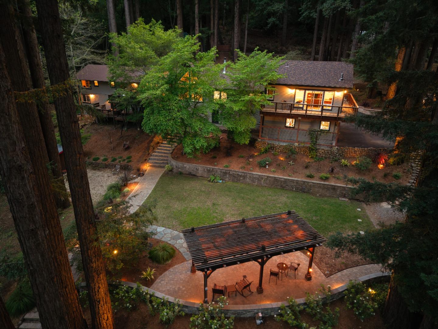 295 Jim's Road Ben Lomond, CA 95005 - Photo 132 of 139 an aerial view of a house with a yard basket ball court and outdoor seating
