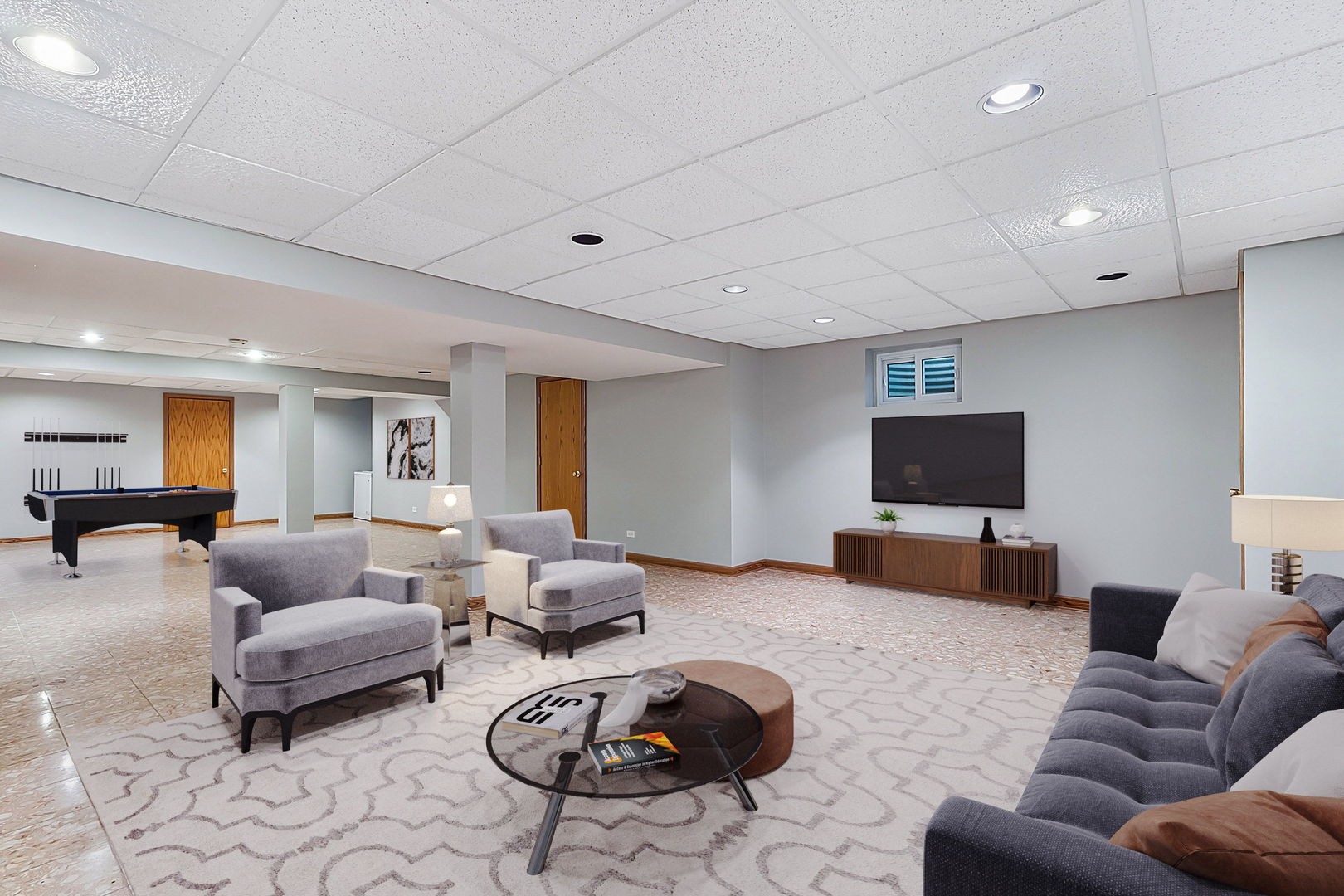 421 Herrick Road Riverside, IL 60546 - Photo 21 of 41 a living room with furniture a flat screen tv and a couch