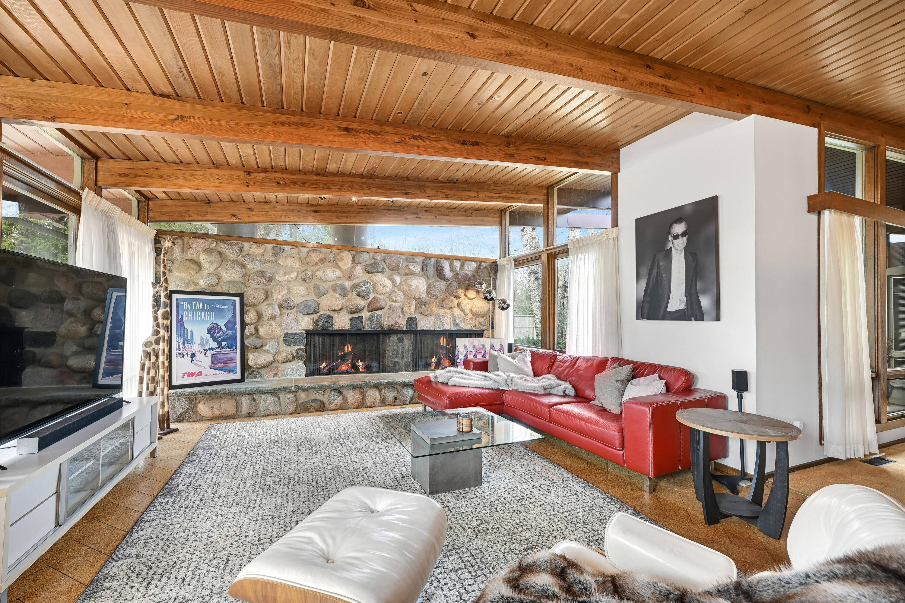 8925 North Maitland Road Bayside, WI 53217 - Photo 3 of 40 Cozy Fieldstone Fireplace