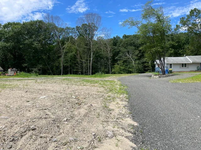 a view of a yard with a slide