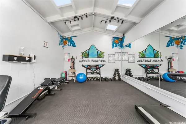 a view of a room with gym equipment
