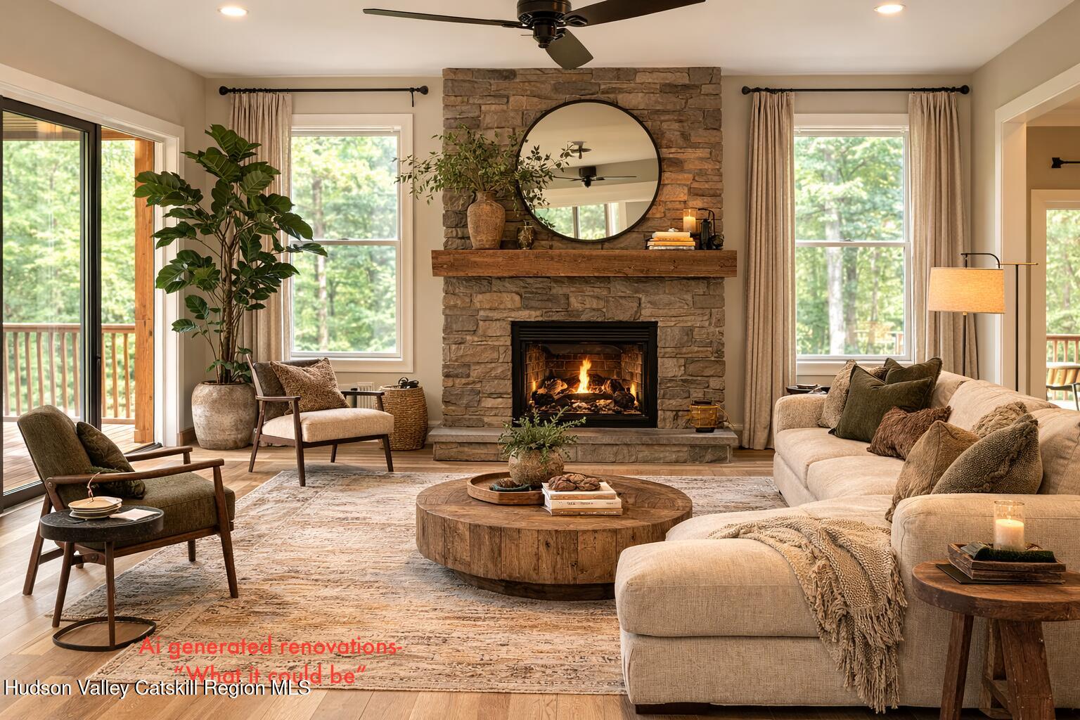 214 Wright Road Kerhonkson, NY 12446 - Photo 25 of 50 a living room with furniture and a fireplace