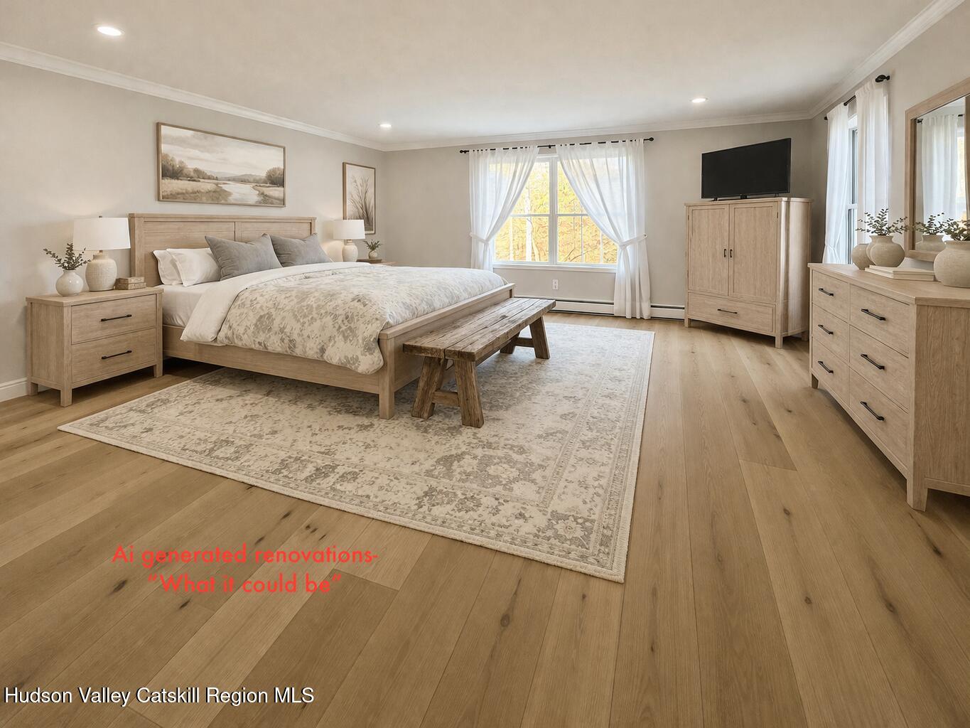 214 Wright Road Kerhonkson, NY 12446 - Photo 34 of 50 a spacious bedroom with a bed and wooden floor