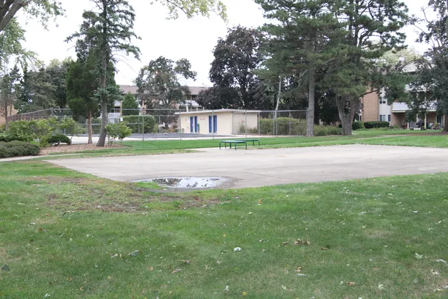 a view of a volley ball court