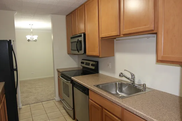 a kitchen with a sink and stainless steel appliances