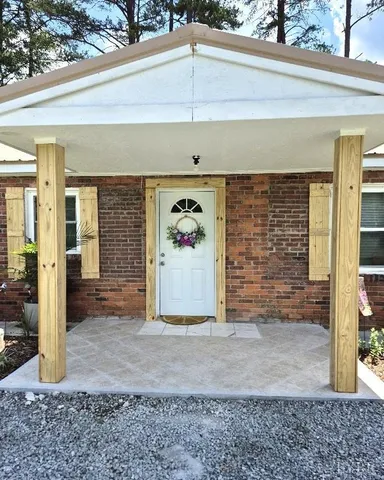 a view of a door front of house