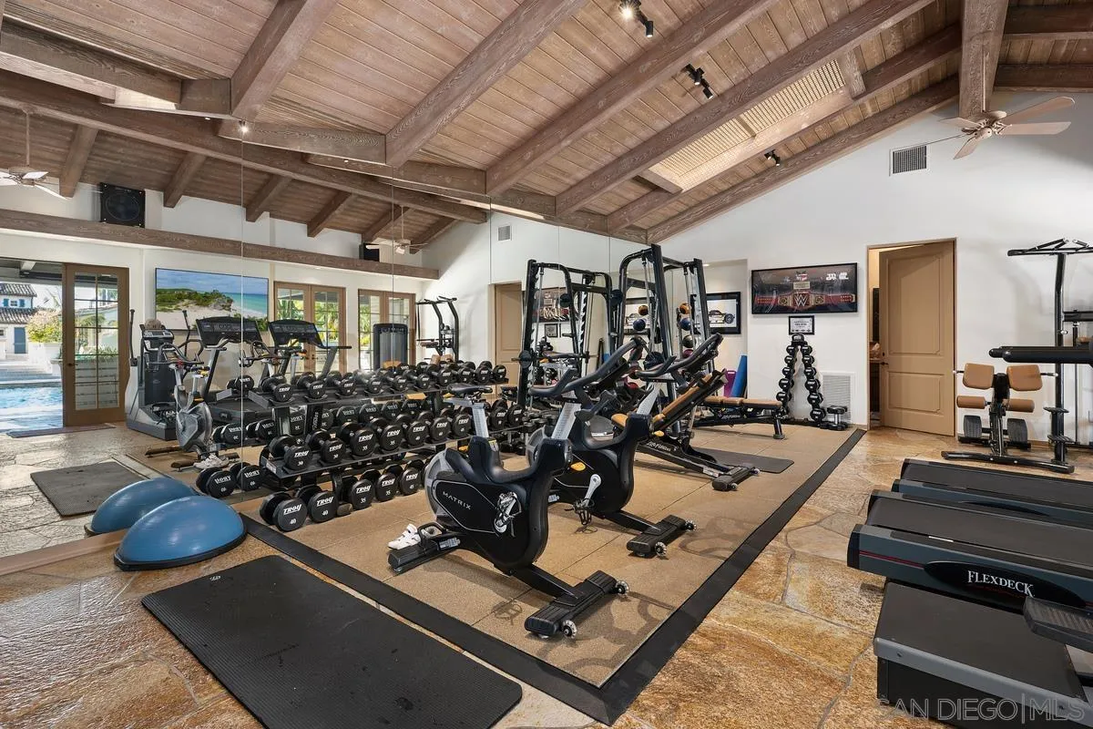 16337 Los Arboles Rancho Santa Fe, CA 92067 - Photo 13 of 31 a view of a room with gym equipment