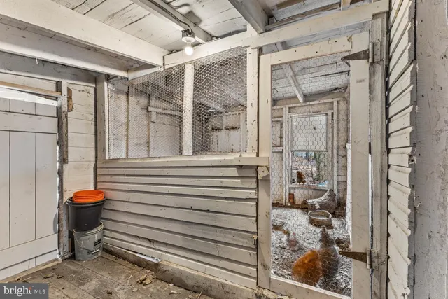 a view of a porch with a door