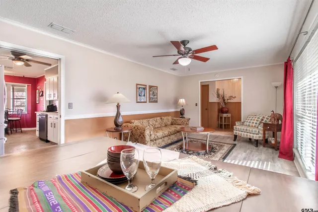 a living room with furniture