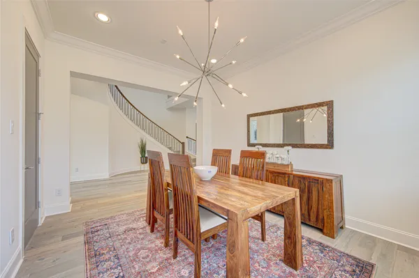 a workspace with furniture and wooden floor