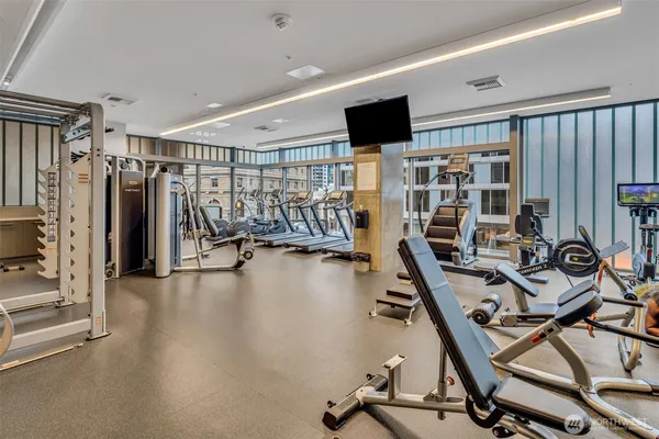 a view of a room with gym equipment