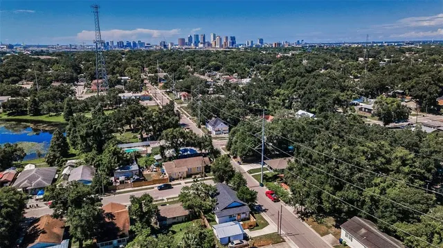 an aerial view of a city