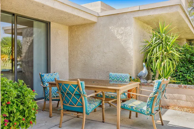 a view of an outdoor seating area