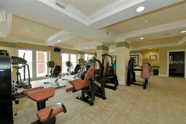 a view of a room with gym equipment